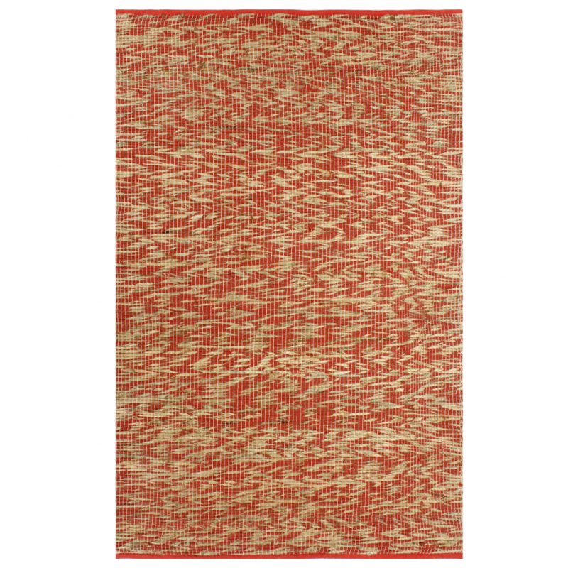 Preproga iz jute ročno izdelana rdeča in naravna 120x180 cm
