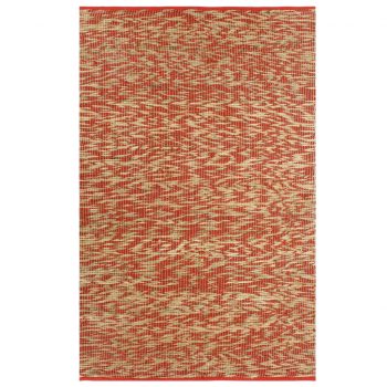 Preproga iz jute ročno izdelana rdeča in naravna 80x160 cm
