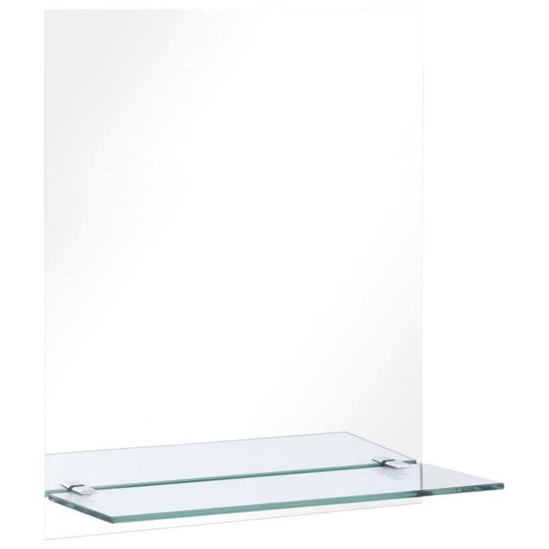 Stensko ogledalo s polico 20x40 cm kaljeno steklo