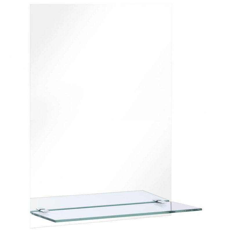 Stensko ogledalo s polico 40x60 cm kaljeno steklo