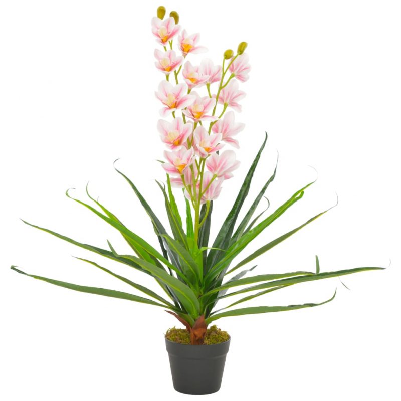 Umetna rastlina orhideja z loncem roza 90 cm
