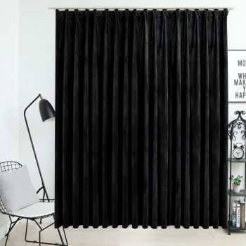 Zatemnitvena zavesa z obešali žametna črna 290x245 cm