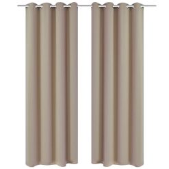 Zatemnitvene zavese 2 kosa z obročki 135x175 cm kremne barve