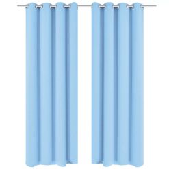 Zatemnitvene zavese 2 kosa z obročki 135x175 cm turkizne barve