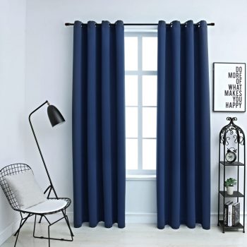 Zatemnitvene zavese s kovinskimi obroči 2 kosa modre 140x245 cm