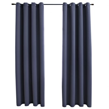 Zatemnitvene zavese z obročki 2 kosa antracitne 140x175 cm