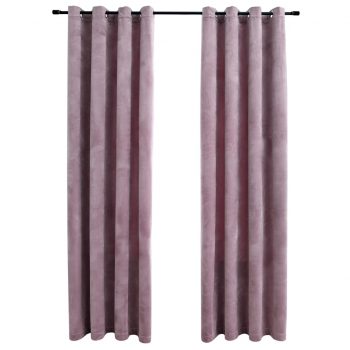 Zatemnitvene zavese z obročki 2 kosa žamet roza 140x245 cm