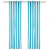 Zavese s kovinskimi obročki 2 kosa blago 140x225 cm modre črte