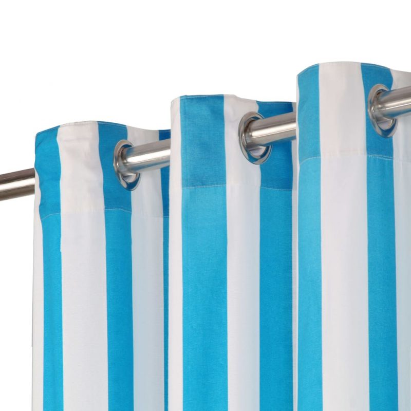 Zavese s kovinskimi obročki 2 kosa blago 140x225 cm modre črte