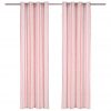 Zavese s kovinskimi obročki 2 kosa bombaž 140x175 cm roza črte