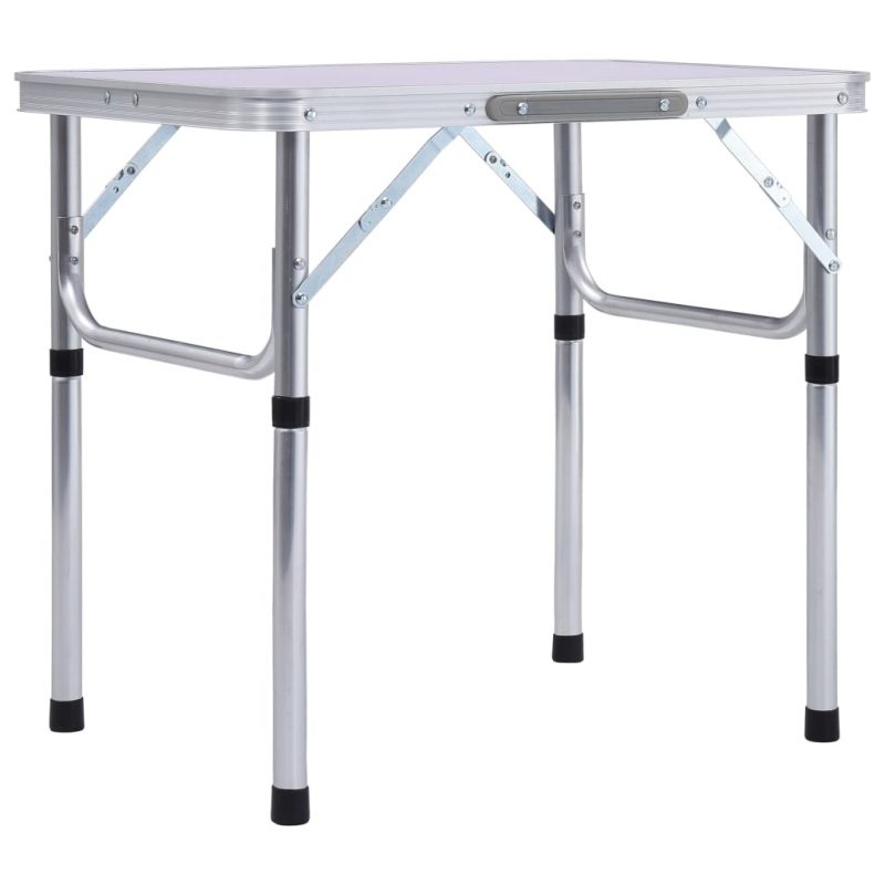 Zložljiva miza za kampiranje bela iz aluminija 60x45 cm