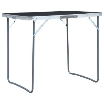 Zložljiva miza za kampiranje s kovinskim okvirjem 80x60 cm siva