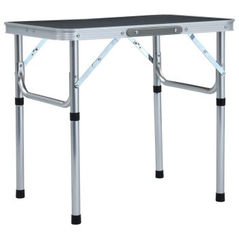 Zložljiva miza za kampiranje siva iz aluminija 60x45 cm