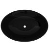 Črn Keramični Kopalniški Umivalnik z Odprtino Proti Prelivanju Ovalen