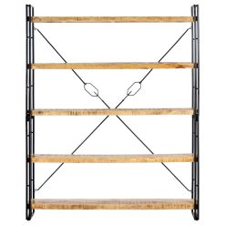 Knjižna omara 5-nadstropna 140x30x180 cm trden mangov les