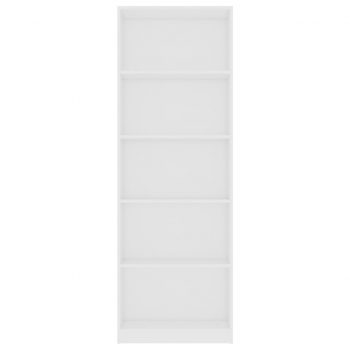 Knjižna omara 5-nadstropna bela 60x24x175 cm iverna plošča