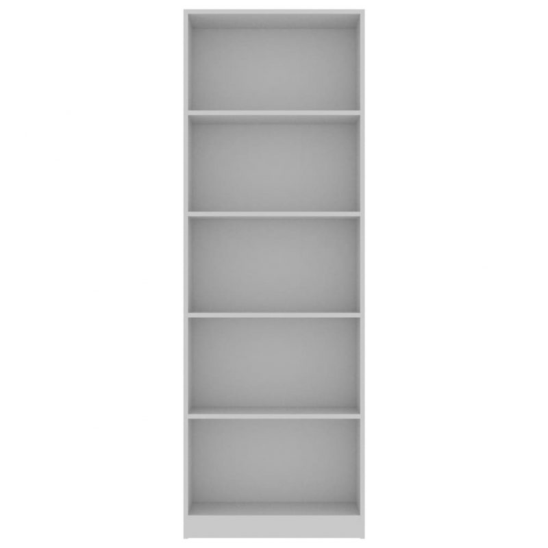 Knjižna omara 5-nadstropna siva 60x24x175 cm iverna plošča