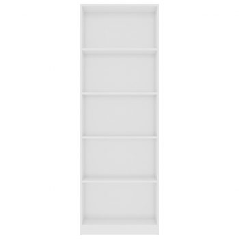 Knjižna omara 5-nadstropna visok sijaj bela 60x24x175 cm