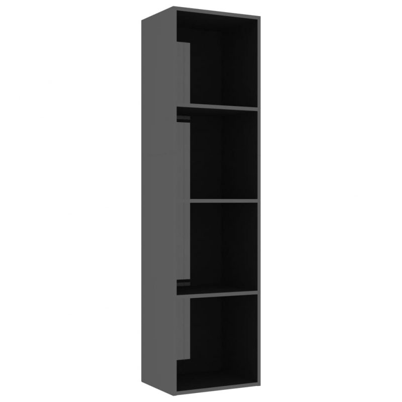 Knjižna omara visok sijaj črna 40x30x151