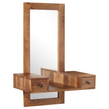Kozmetično ogledalo z 2 predaloma trden palisander