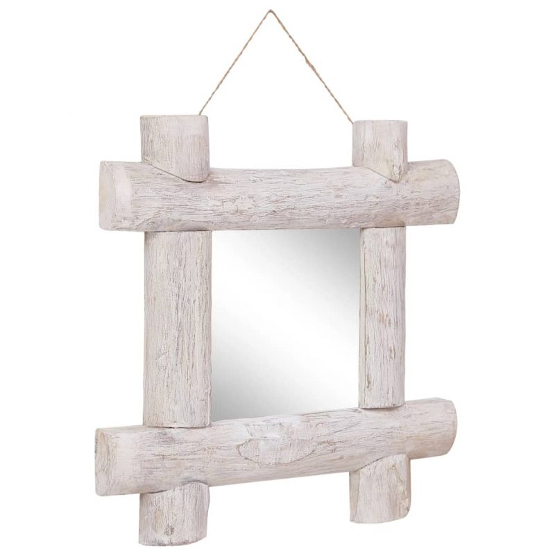 Ogledalo iz lesa belo 50x50 cm trden predelan les
