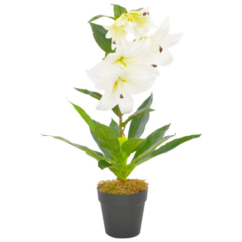 Umetna rastlina lilija z loncem bela 65 cm