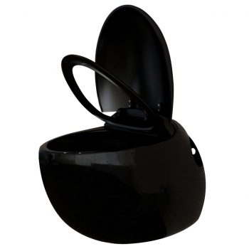Viseča WC školjka jajčasta z vgradnim kotličkom črna