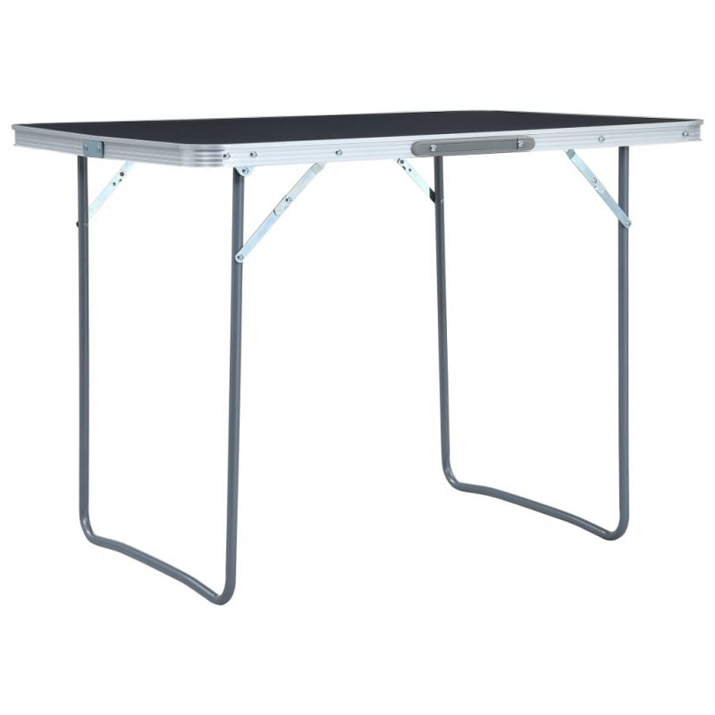Zložljiva miza za kampiranje siva iz aluminija 120x60 cm