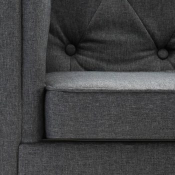 Komplet chesterfield kavčev 2 kosa obloga iz blaga temno siv