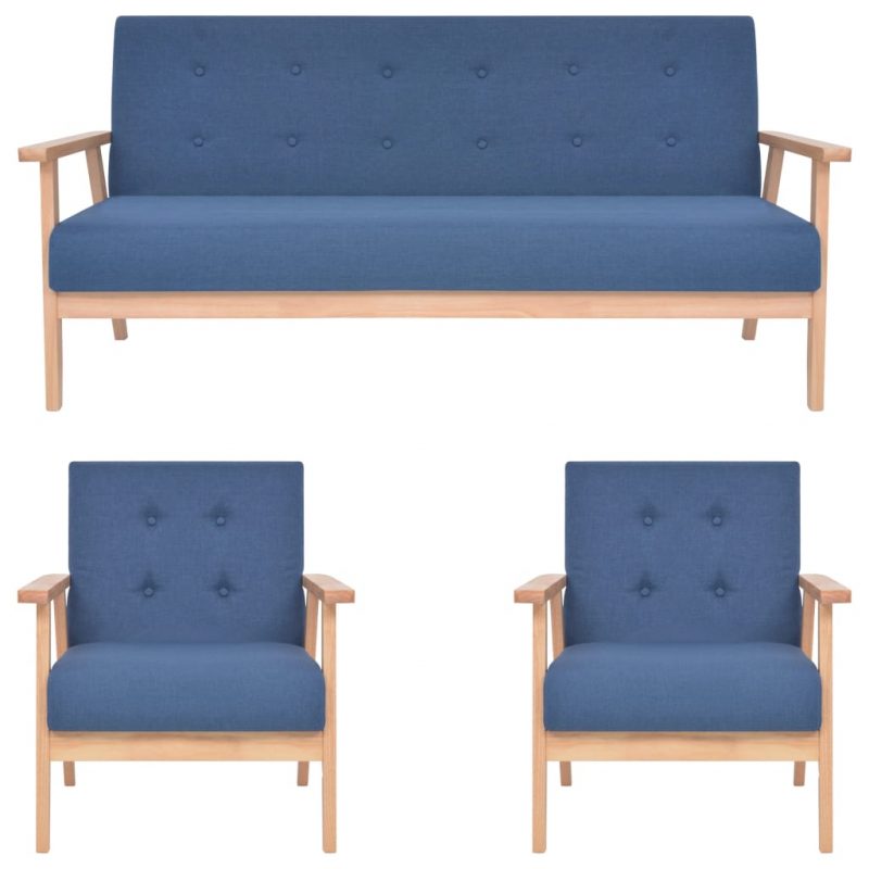 Komplet kavčev 3-delni iz blaga modre barve