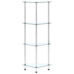 Polica 4-nadstropna prozorna 30x30x100 cm kaljeno steklo