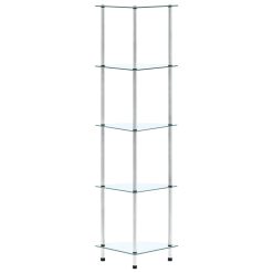 Polica 5-nadstropna prozorna 30x30x130 cm kaljeno steklo