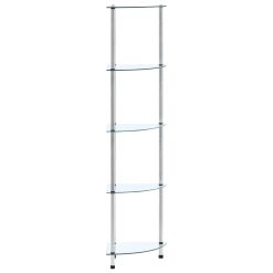 Polica 5-nadstropna prozorna 30x30x130 cm kaljeno steklo