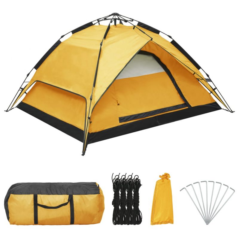 Pop up šotor za kampiranje za 2-3 osebe 240x210x140 cm rumen