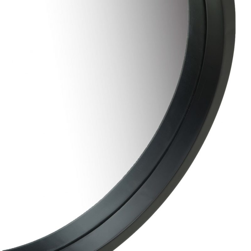Stensko ogledalo s pasom 50 cm črno