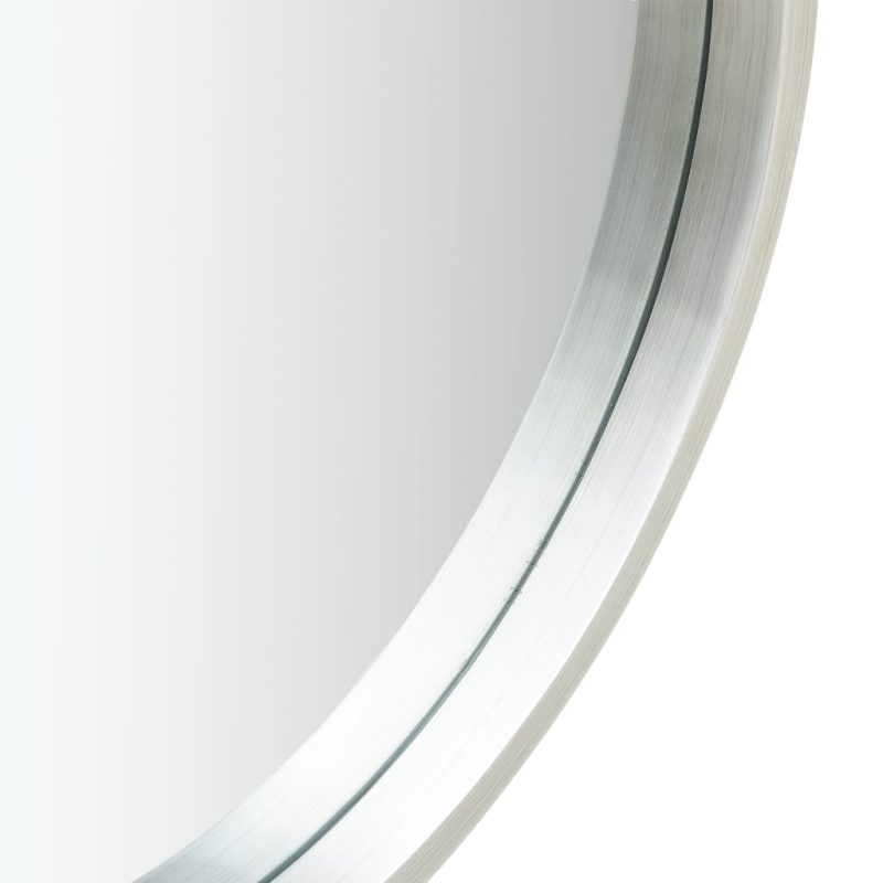 Stensko ogledalo s pasom 60 cm srebrno