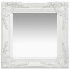 Stensko ogledalo v baročnem stilu 40x40 cm belo