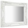Stensko ogledalo v baročnem stilu 50x40 cm belo
