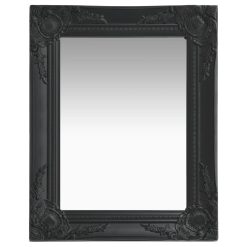 Stensko ogledalo v baročnem stilu 50x40 cm črno