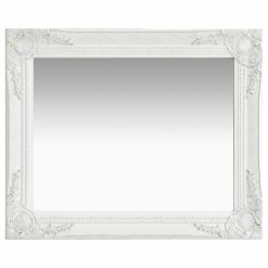 Stensko ogledalo v baročnem stilu 50x60 cm belo
