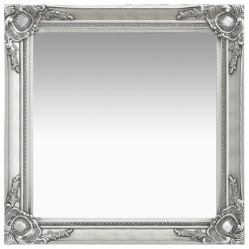 Stensko ogledalo v baročnem stilu 60x60 cm srebrno