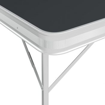 Zložljiva kamping miza z 2 klopema aluminij sive barve