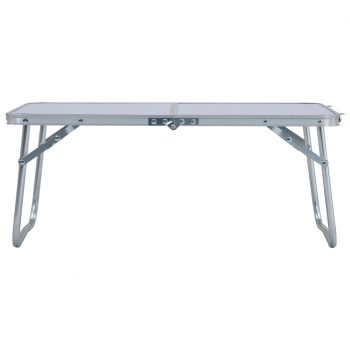 Zložljiva miza za kampiranje bela iz aluminija 60x40 cm