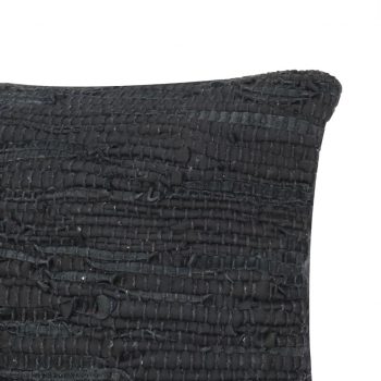 Blazina Chindi črna 60x60 cm iz usnja in bombaža