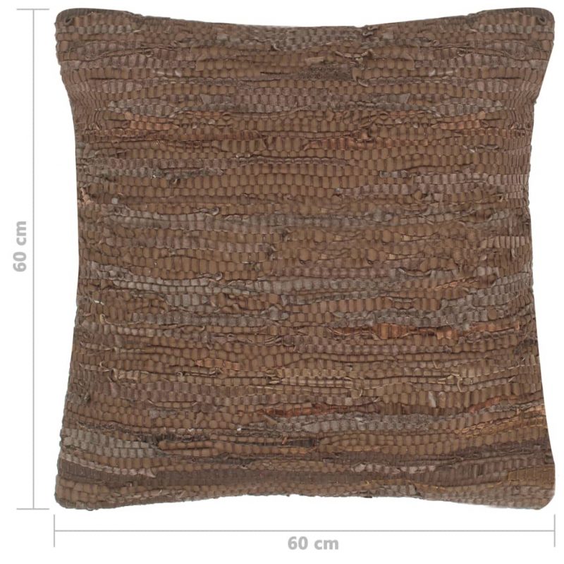 Blazina Chindi rjava 60x60 cm iz usnja in bombaža