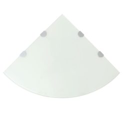 Kotna Polica s Kromirano Podporo Steklo Bela 45x45 cm