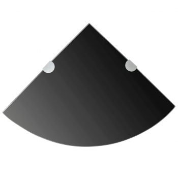 Kotne police 2 kosa s kromiranimi nosilci steklo črne 35x35 cm