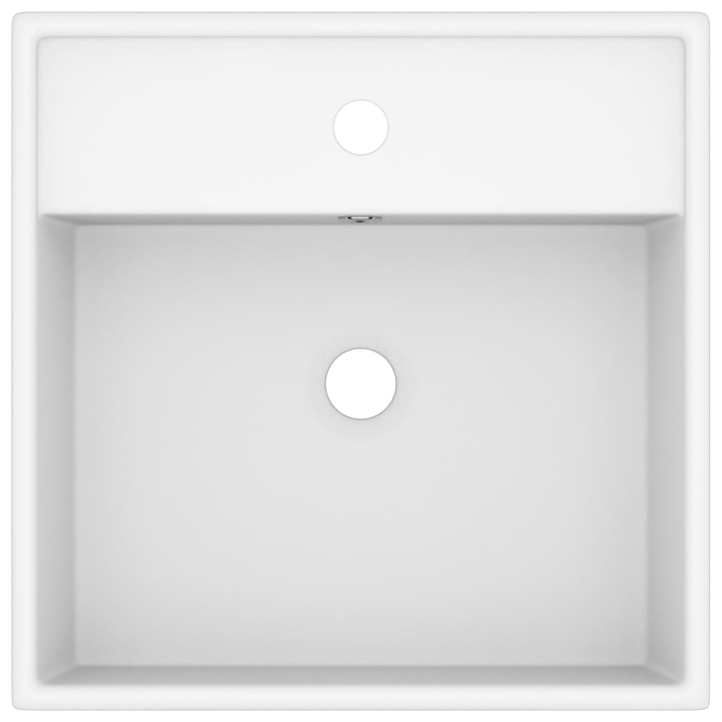 Razkošen umivalnik kvadraten mat bel 41x41 cm keramičen