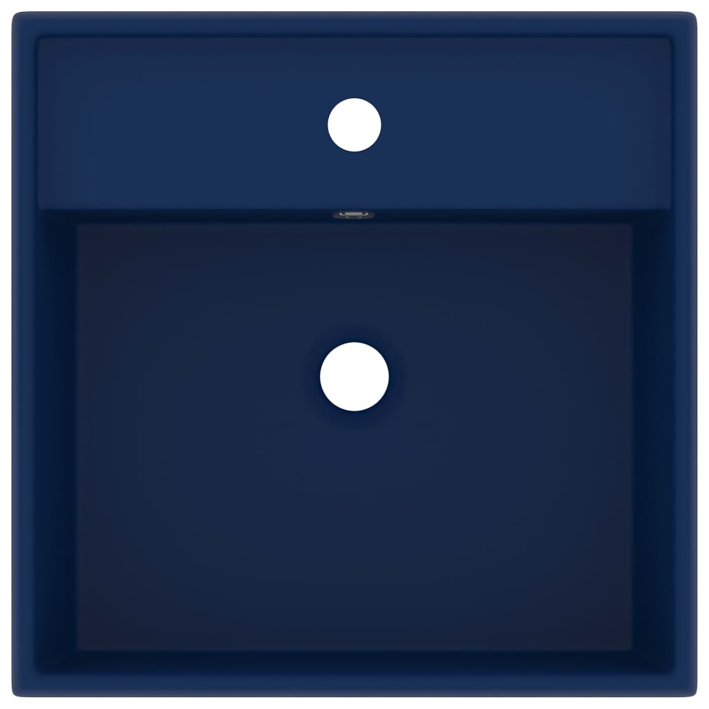 Razkošen umivalnik kvadraten mat temno moder 41x41 cm keramika