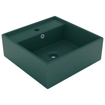 Razkošen umivalnik kvadraten mat temno zelen 41x41 cm keramika